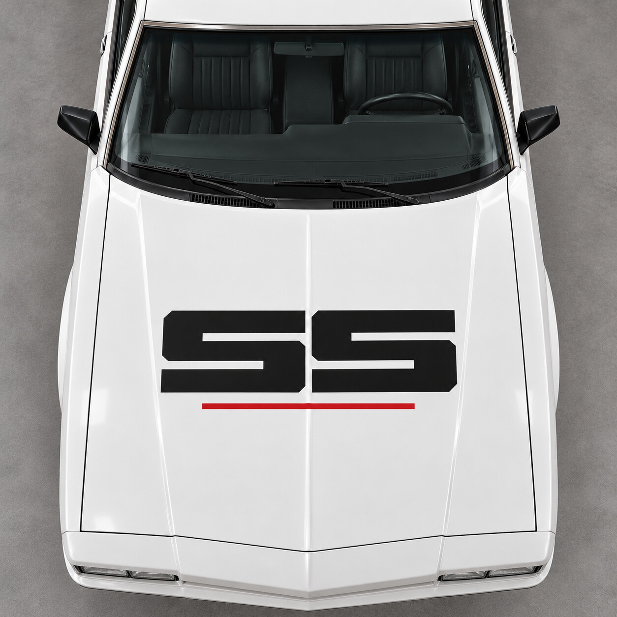 Calcomanía de vinilo cuadrada SS para capó para Chevrolet Monte Carlo SS Sport Coupe (no Aerocoupe) 1986