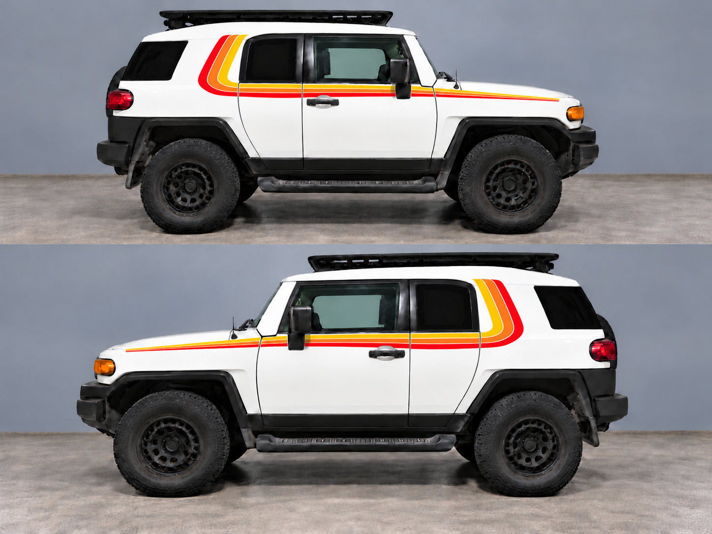 Gráficos laterales de rayas estilo retro Calcomanía adhesiva lateral de vinilo para Toyota FJ Cruiser