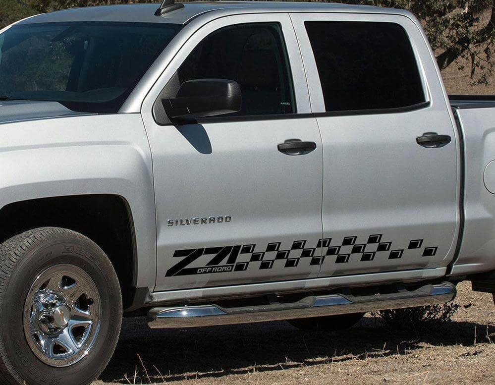 Calcomanía adhesiva de gráficos de franjas laterales Chevrolet Silverado Z71 panel de puerta 2