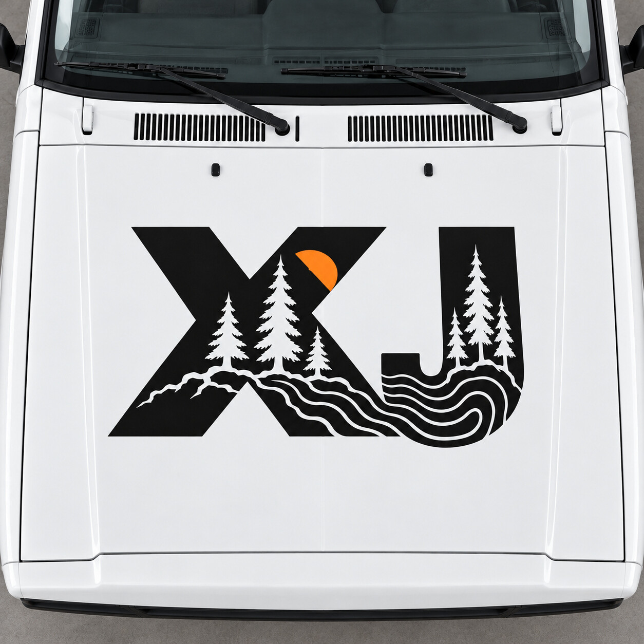 Pegatina adhesiva de vinilo con letras Forest XJ Sport para capó de Jeep Cherokee 1999
