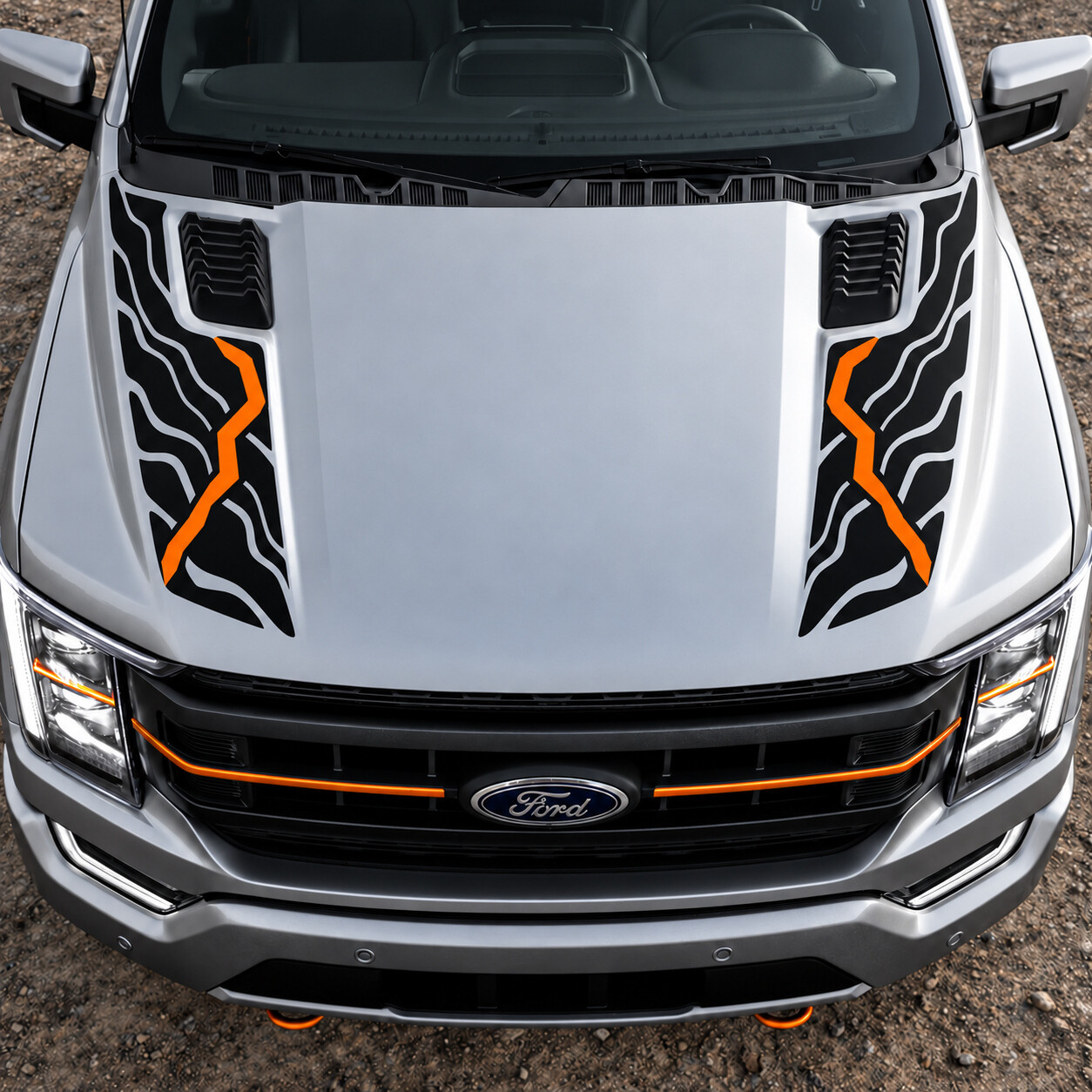 Pegatina de vinilo para capó con contorno de falla para Ford F-150 Tremor 2021