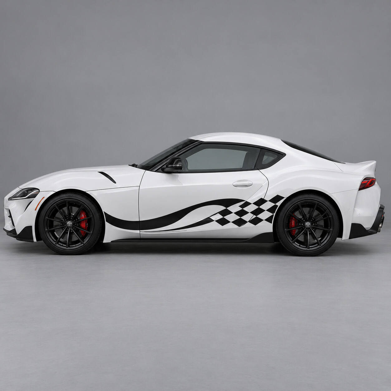Calcomanía lateral de vinilo con franjas de retroceso de cuadros para Toyota GR Supra 3.0 Premium A90 2020–2026