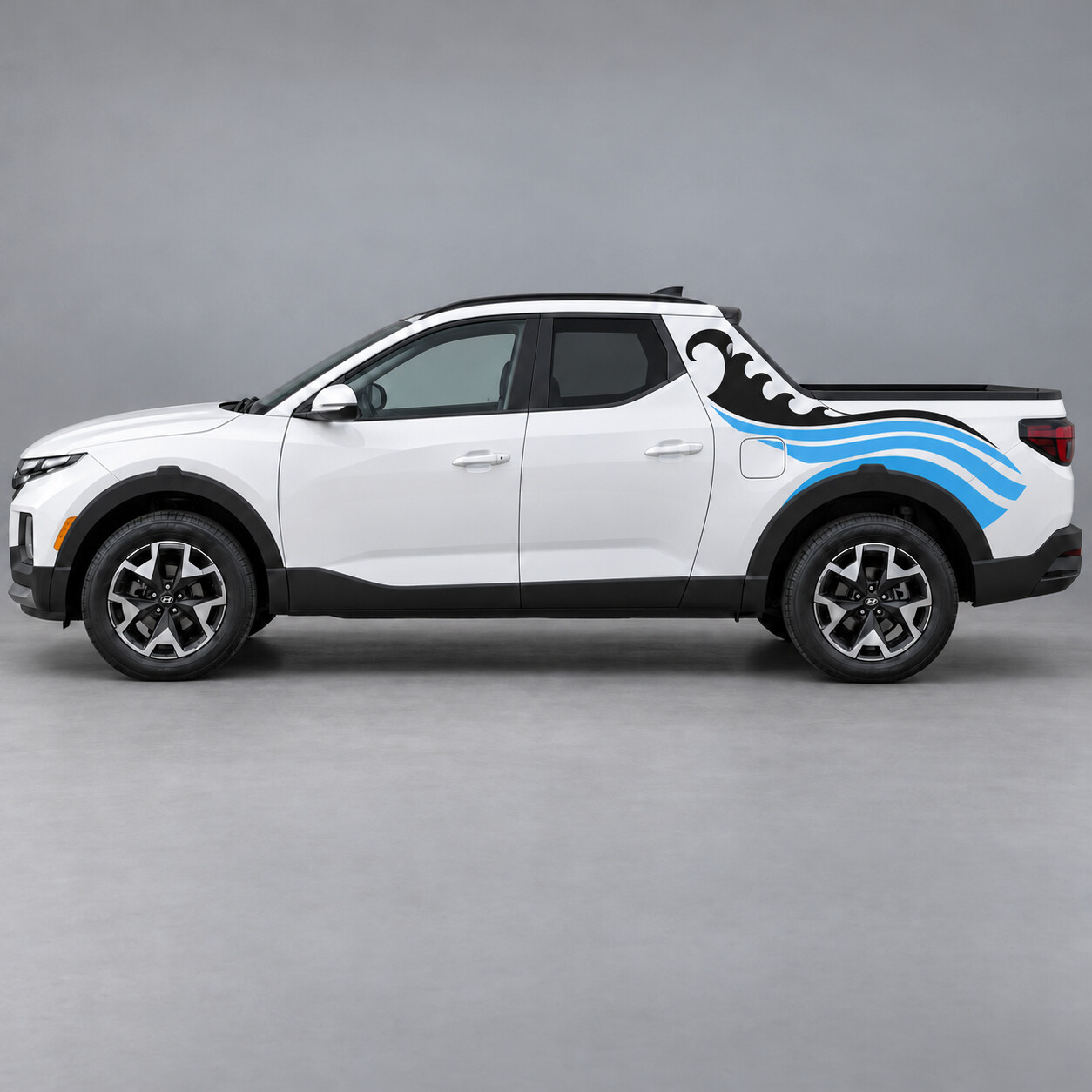 Calcomanía de vinilo de franjas de ola Coastal Breaker para lateral de cama y pilar para Hyundai Santa Cruz SEL NXT 2022–2024