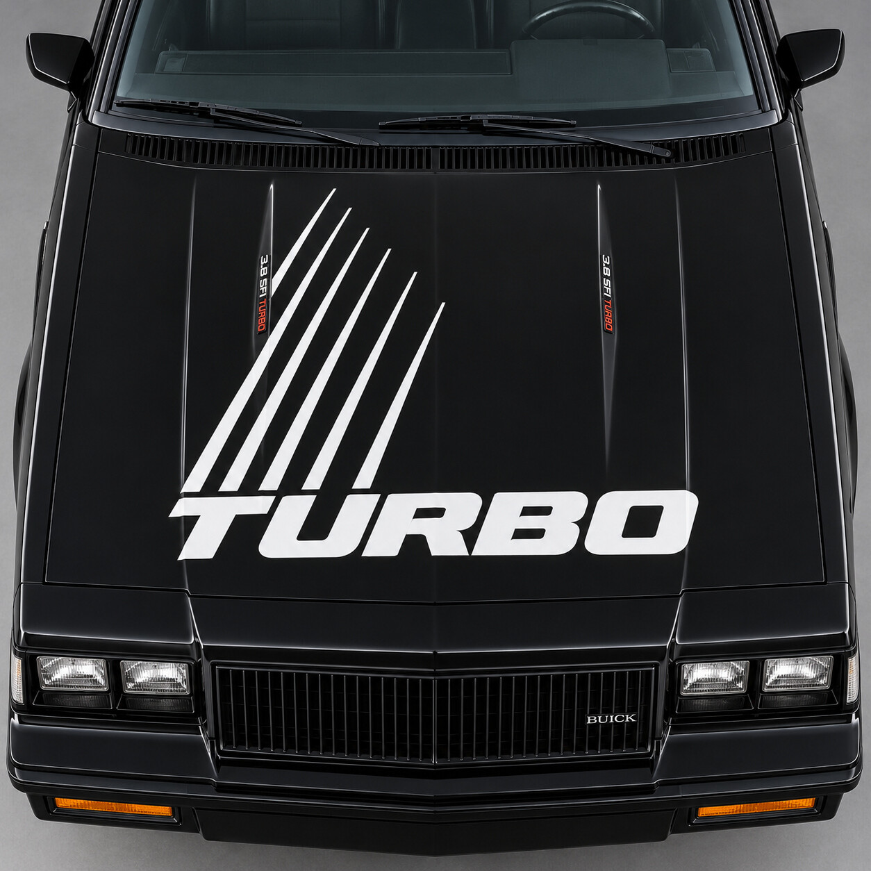 Pegatina de vinilo con franjas de rieles turbo para capó Buick Regal Grand National G-Body 1984–1987