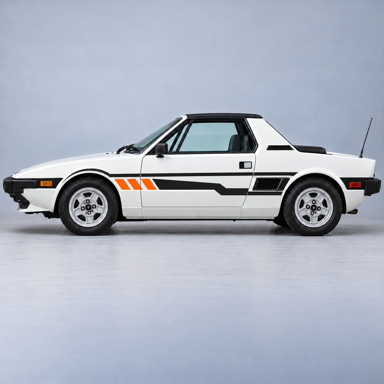 Vinilo adhesivo de rayas divididas para puerta lateral para Bertone X1/9 1500 Targa Norteamericano 1985