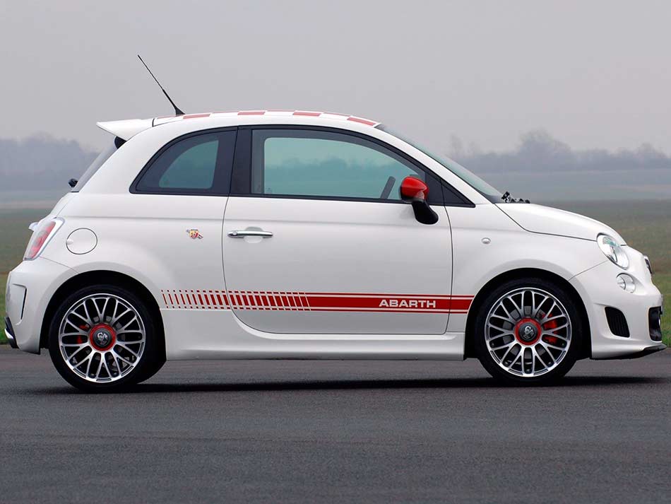 Pegatina vinilo lateral con rayas de competición de marca para Fiat 500 Abarth