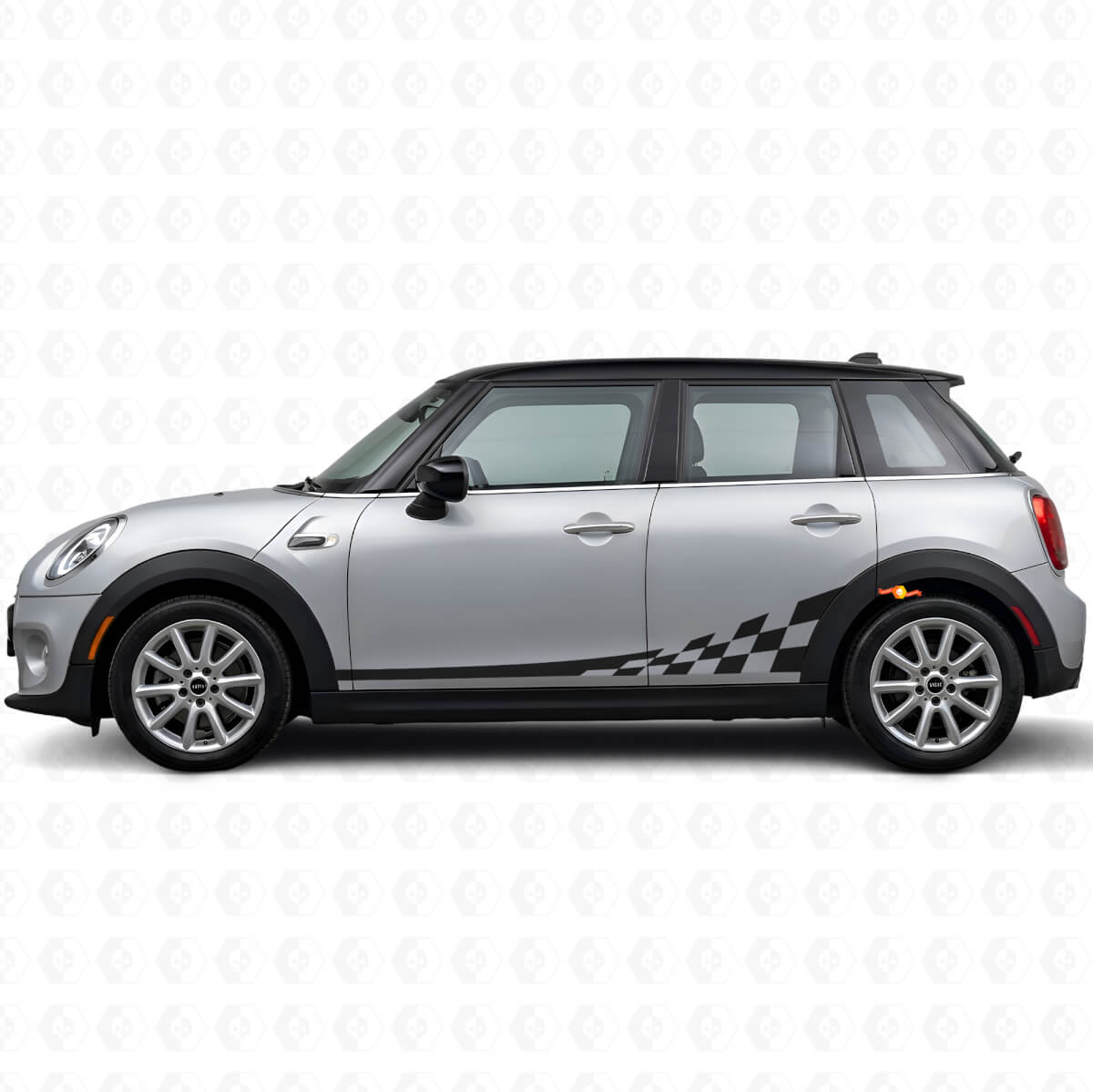 Kit de calcomanías de vinilo con franjas laterales de bandera a cuadros para Mini Cooper F56