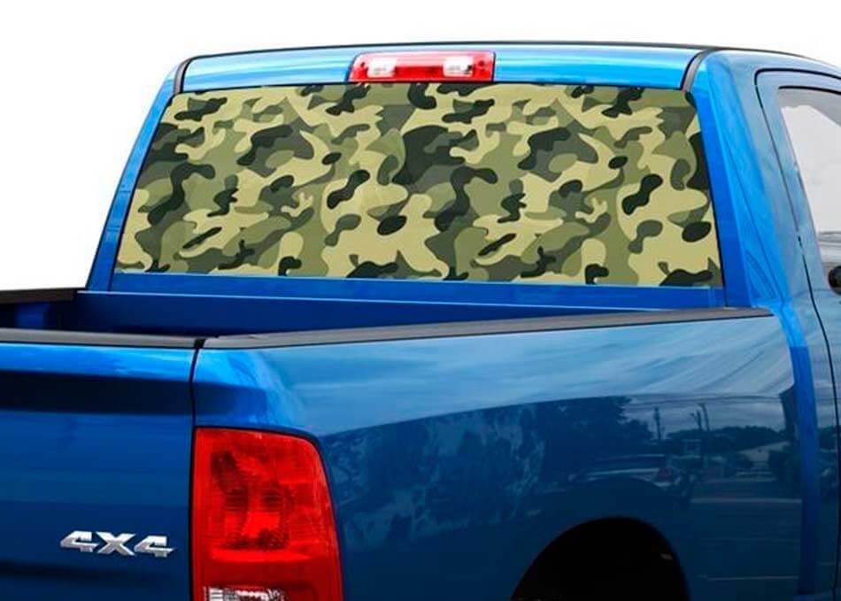 Camuflaje Caqui Rosa o Azul Ventana trasera Calcomanía Pegatina Camioneta SUV Coche