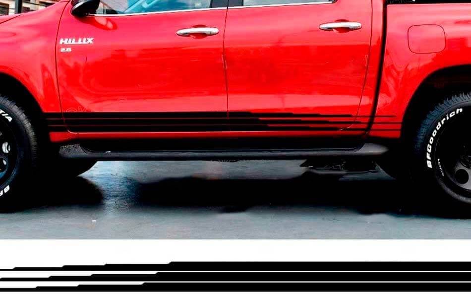 Kit de adhesivos de vinilo con franjas laterales de triple estrechamiento para Toyota Hilux