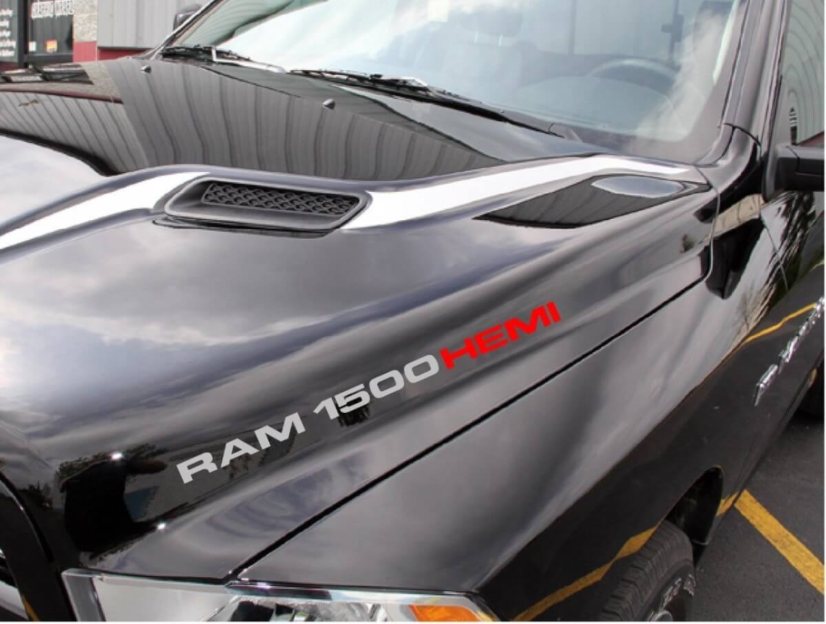 Kit de calcomanías de vinilo con letras estilo Hemi para capó Dodge Ram 1500