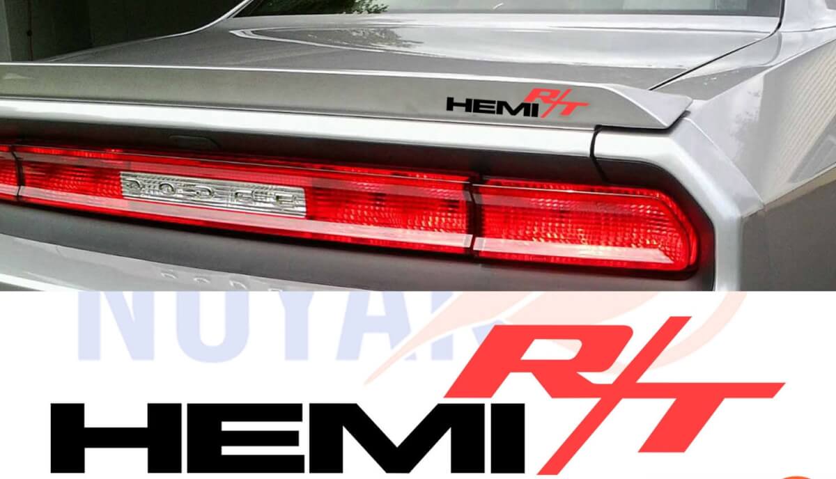 Juego de calcomanías laterales de vinilo con emblema estilo HEMI R/T para Dodge Challenger