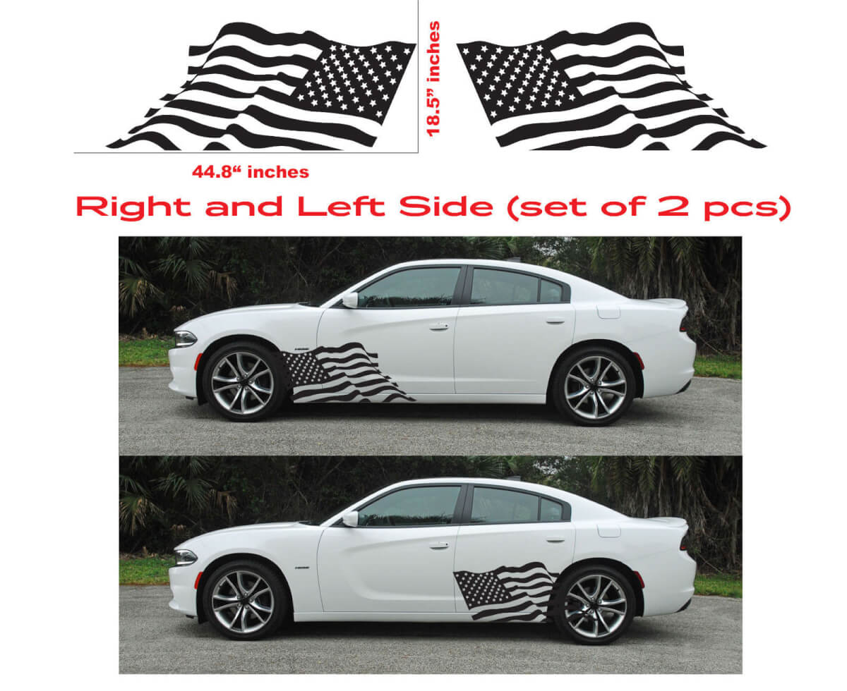 Juego de adhesivos de vinilo con bandera americana para la puerta lateral del Dodge Charger