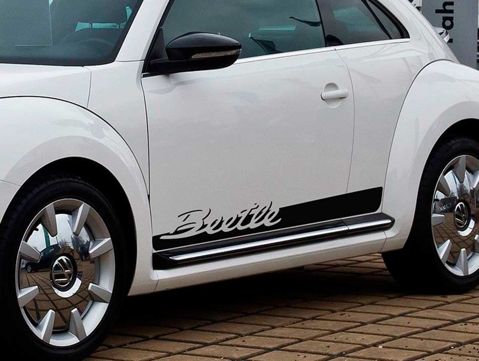 Juego de calcomanías de vinilo con franjas laterales Beetle Script para Volkswagen Beetle