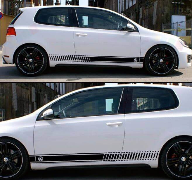 Kit de calcomanías de vinilo con franja lateral a cuadros para Volkswagen VW Golf GTI MK1-MK7