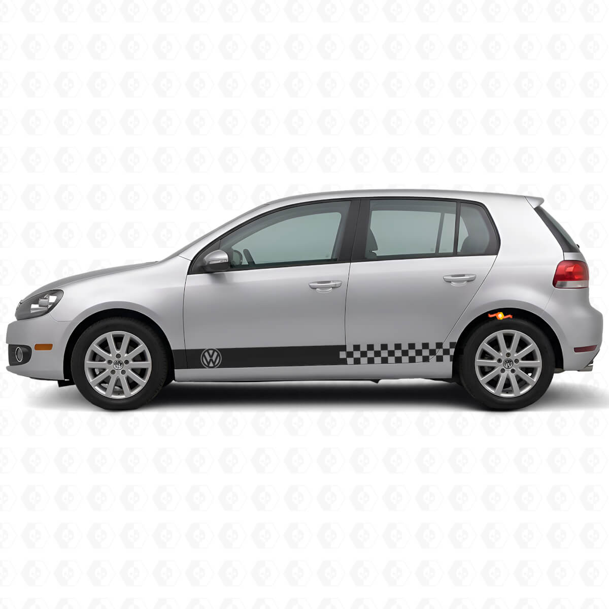 Kit de calcomanías de vinilo con rayas laterales a cuadros para Volkswagen Golf Mk4-Mk7 GTI R32