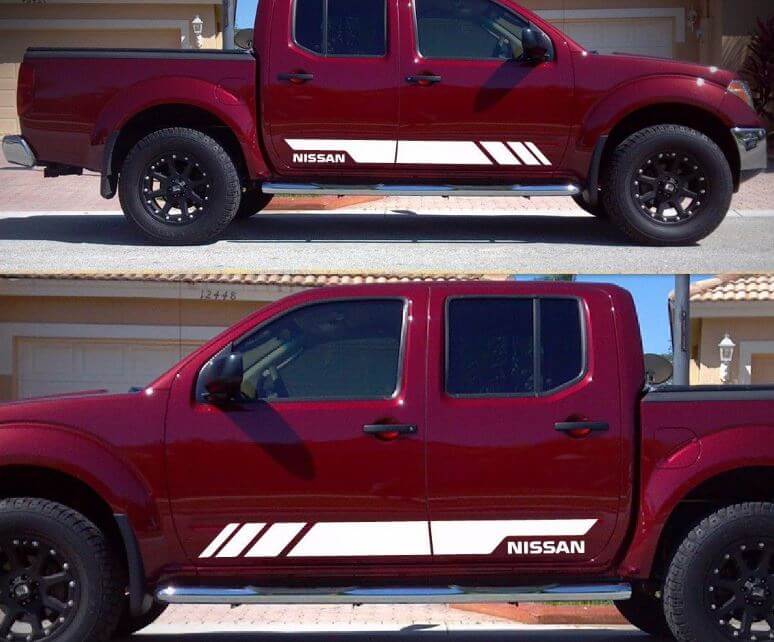 Kit de rayas de vinilo gráfico de calcomanía para Nissan Frontier Navara protector de puerta trasera
