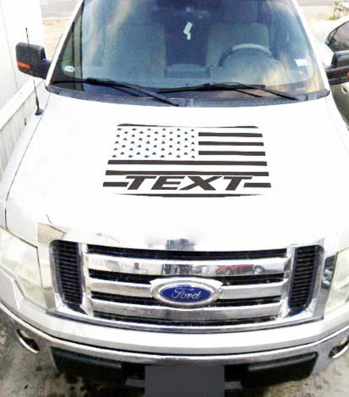 Pegatina adhesiva personalizada de vinilo de bandera americana en negro para capó de Musclecar camión 2009-2014