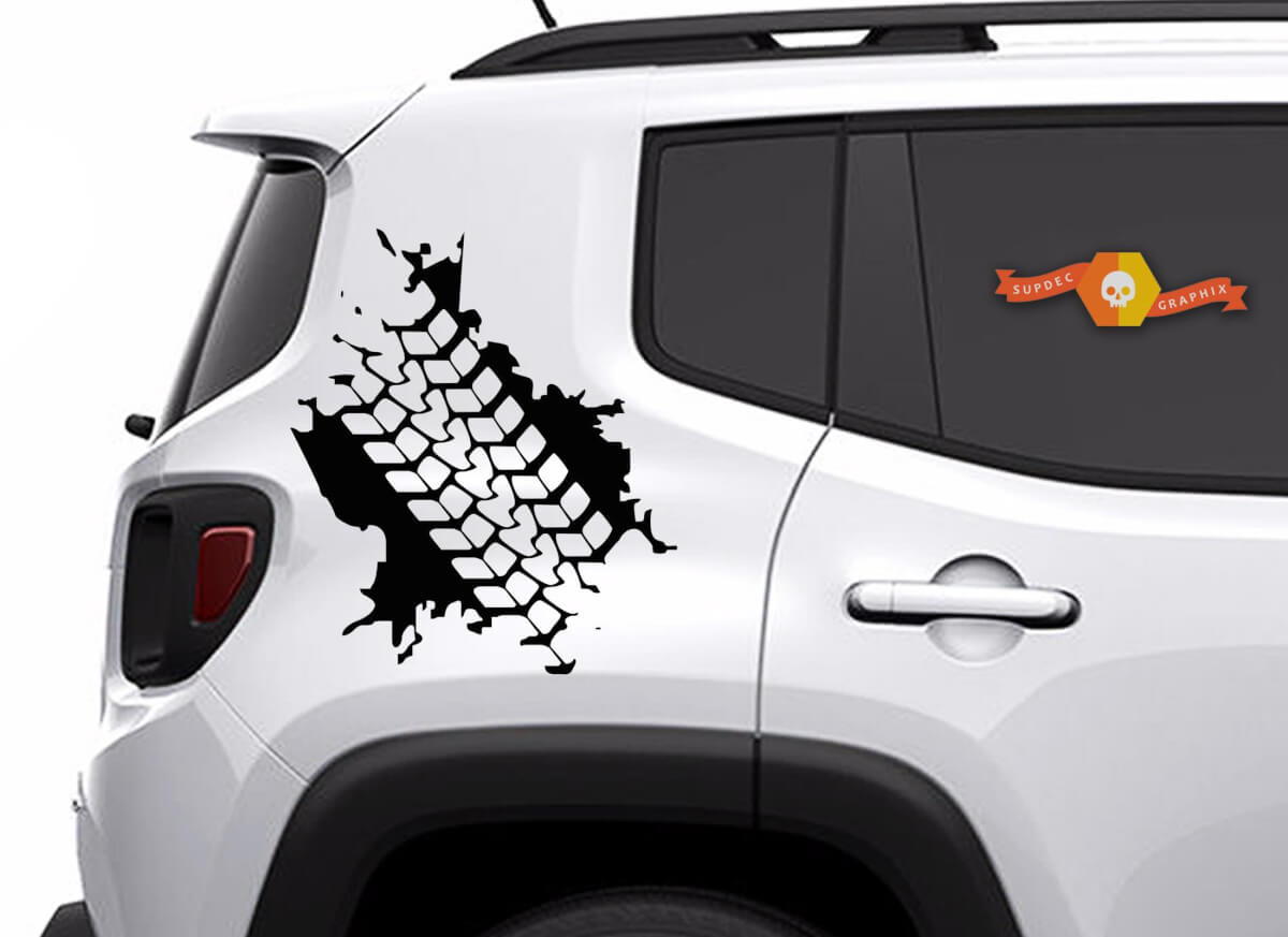 Calcomanías de vinilo JEEP RENEGADE, pegatinas de pegatinas laterales traseras con salpicaduras de barro de la banda de rodadura del neumático