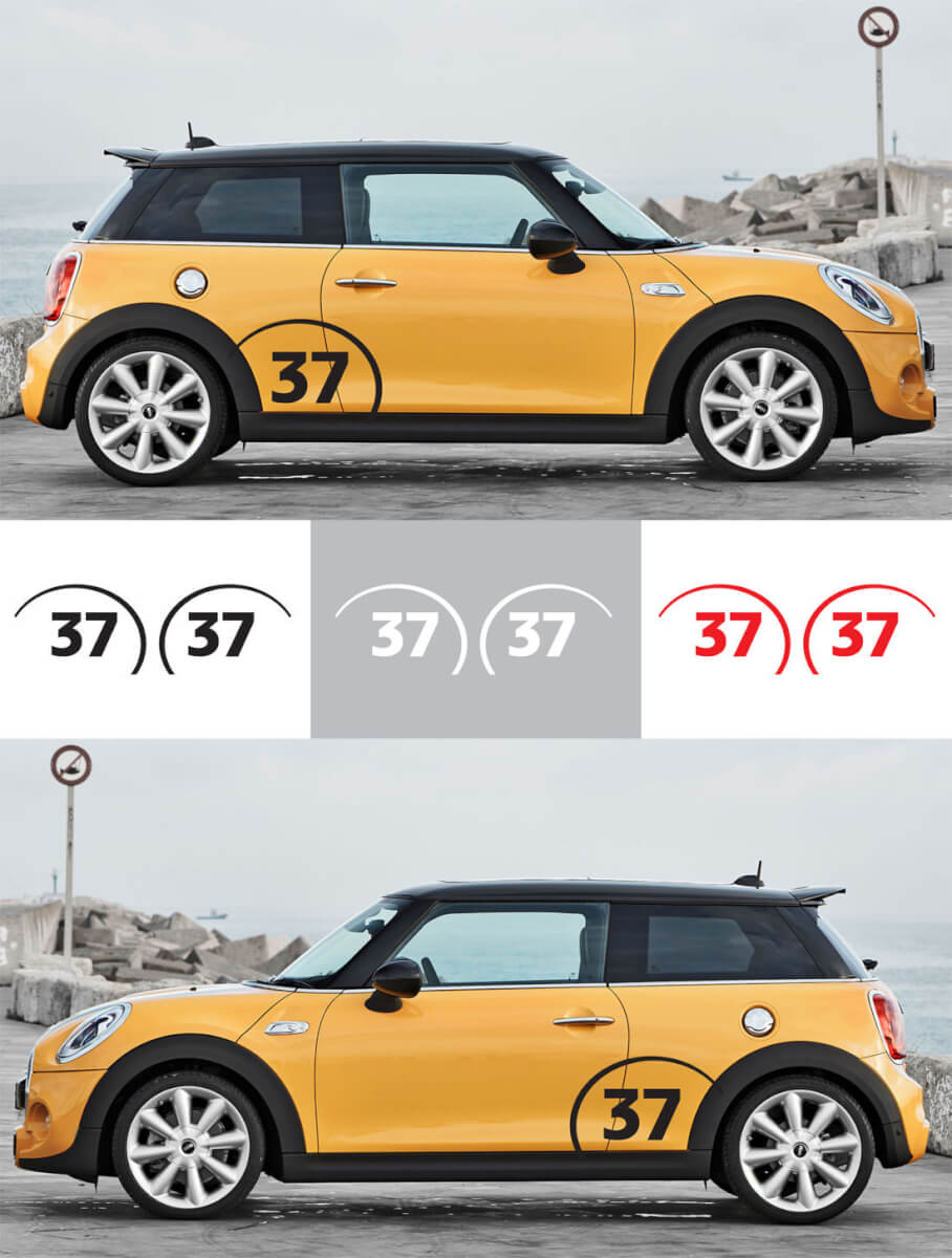 Par de Calcomanías Vinílicas Personalizadas de Número de Carreras para Guardabarros para Mini Cooper