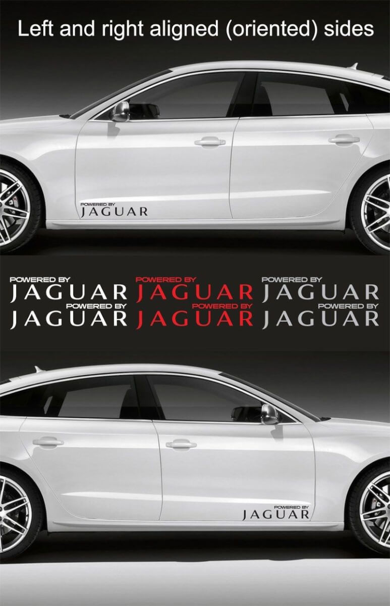 2 piezas Impulsado por JAGUAR 15 pulgadas Ancho Calcomanía de Vinilo Pegatina Emblema Logo Gráfico
