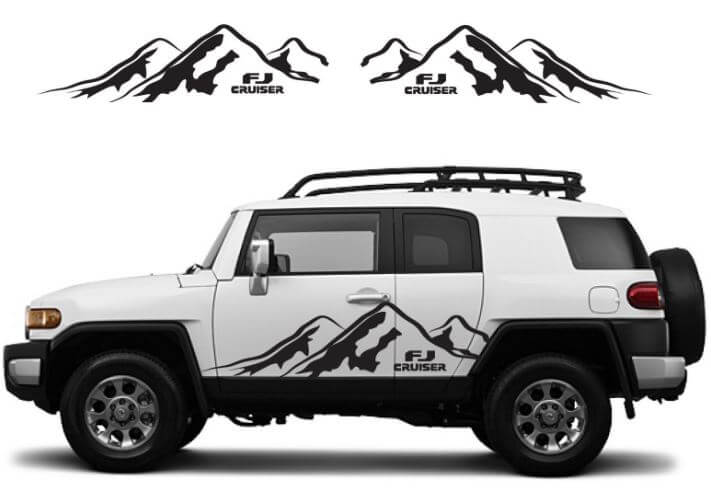 Juego de vinilos adhesivos de cordillera para puertas del Toyota FJ Cruiser