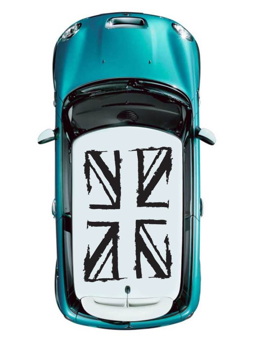 Juego de vinilos para techo con bandera británica estilo grunge para MINI Cooper