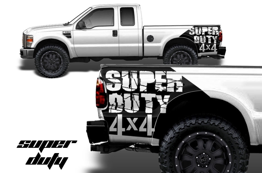 Ford F-250 - F-350 Gráficos de vinilo Fender Bed Art SUPER DUTY 4x4