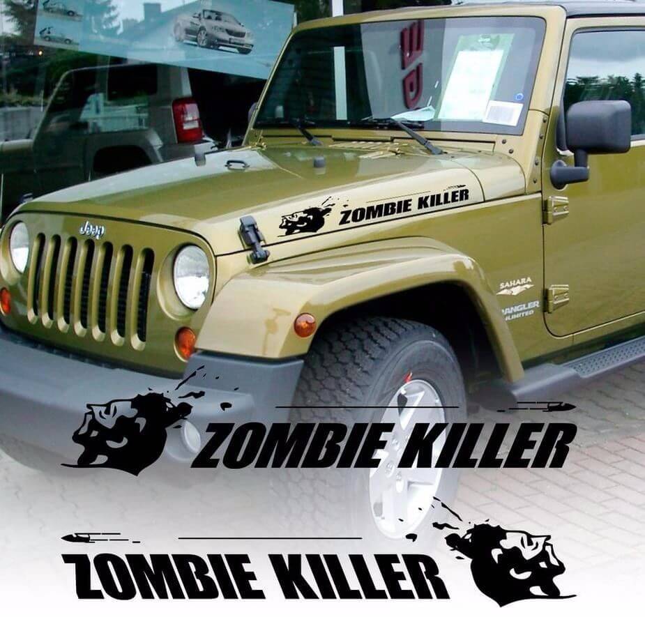 Calcomanía de vinilo con capucha de bala voladora ZOMBIE KILLER (se adapta a wrangler rubicon)