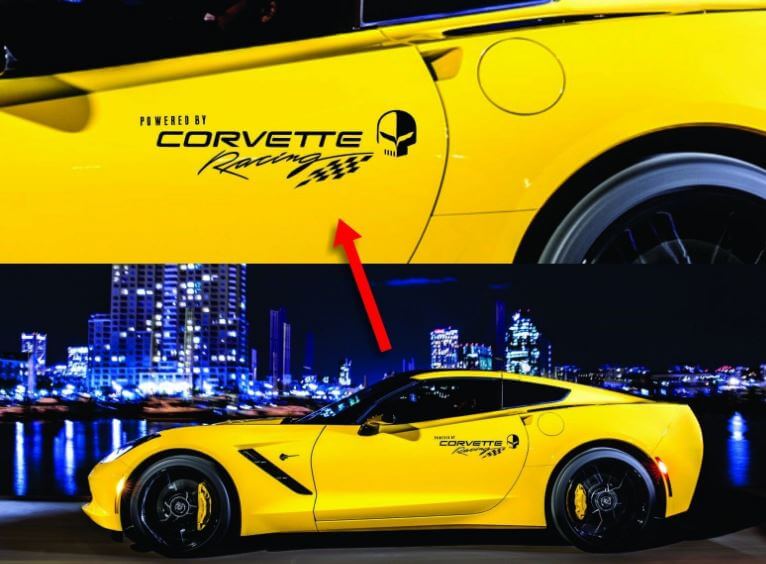 Vinilo de calcomanía par de logotipo de puerta estilo Corvette Racing para Chevrolet Corvette