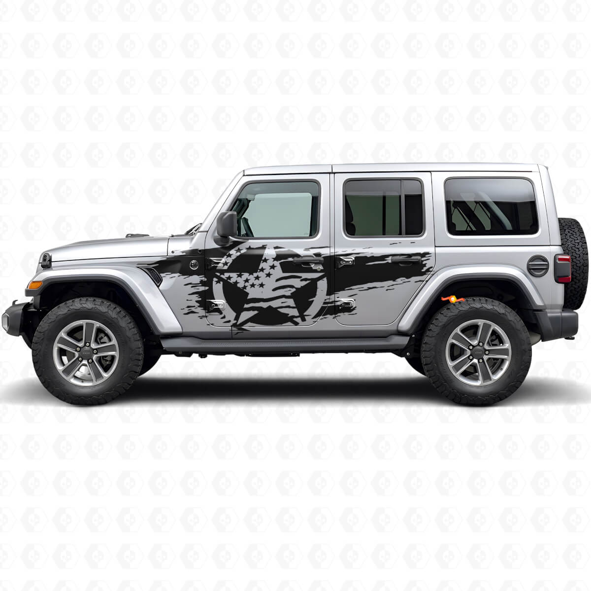 Kit de adhesivos de vinilo con estrella y bandera USA envejecida para Jeep Wrangler