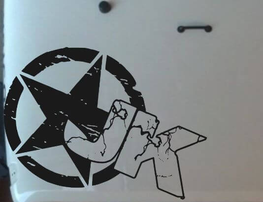 Vinilo adhesivo con bandera de capó de estrella desgastada para Jeep Wrangler JK
