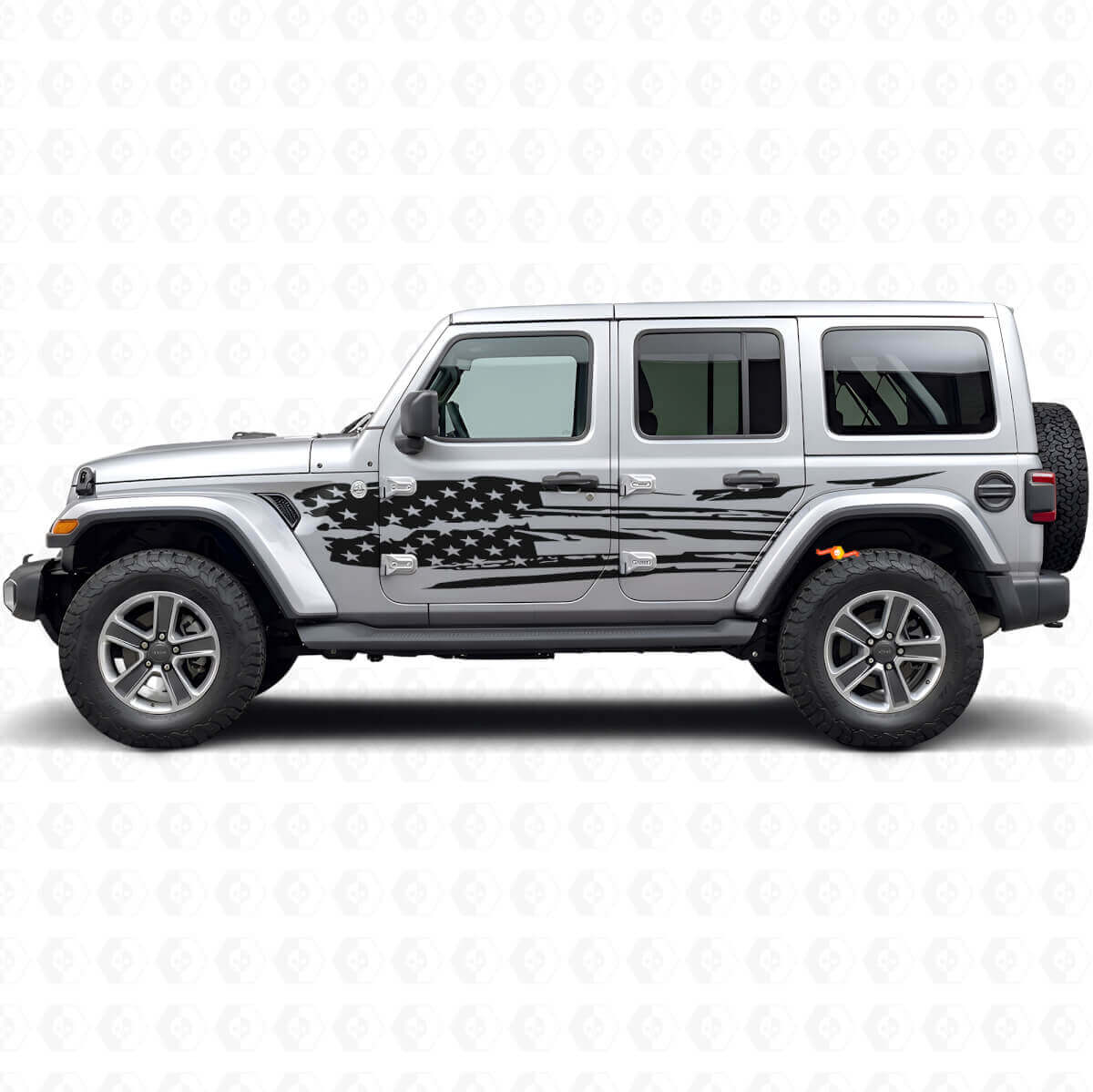 Juego de vinilos laterales de bandera americana envejecida para Jeep Wrangler
