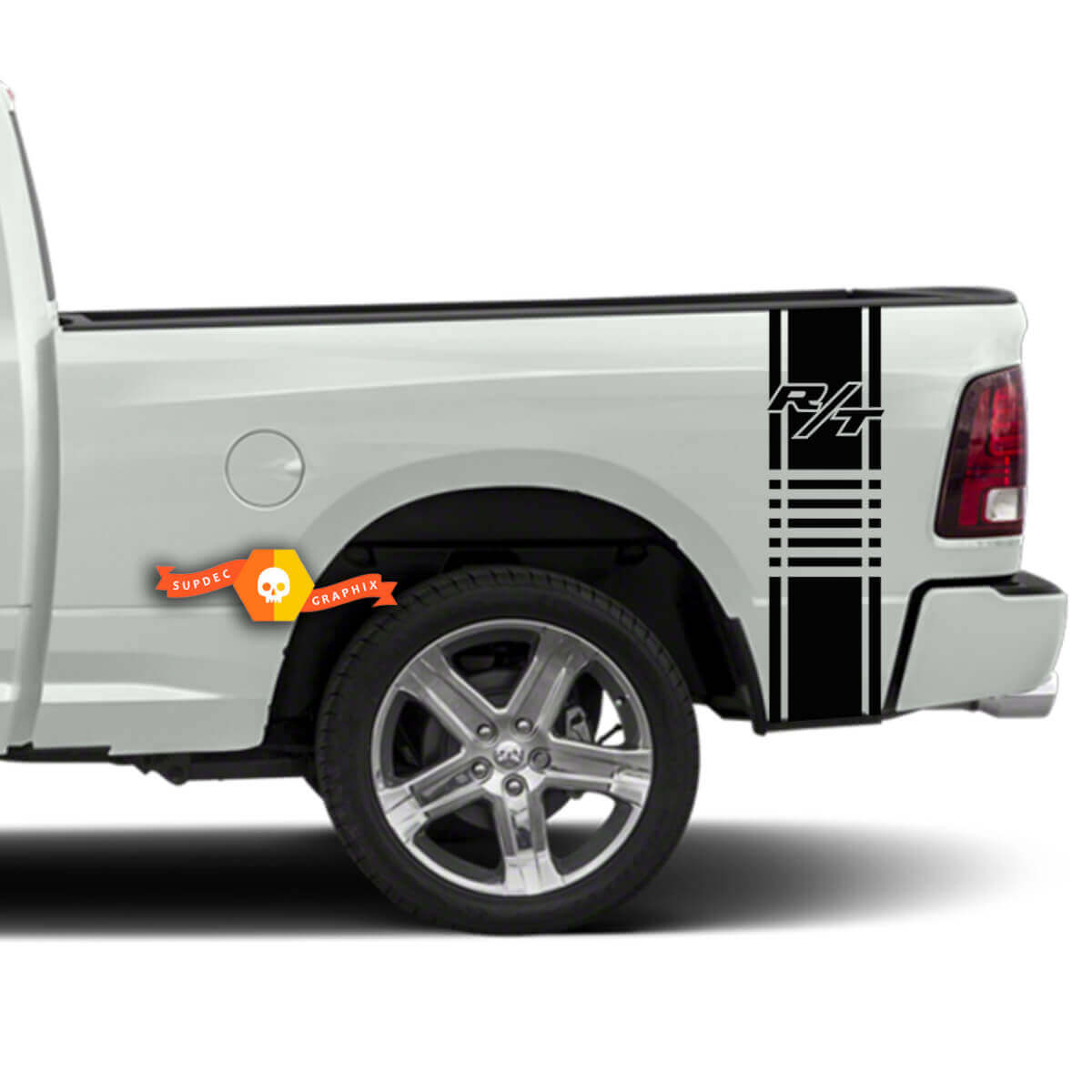 Calcomanías de vinilo de rayas de competición estilo R/T para la caja de la camioneta Dodge Ram