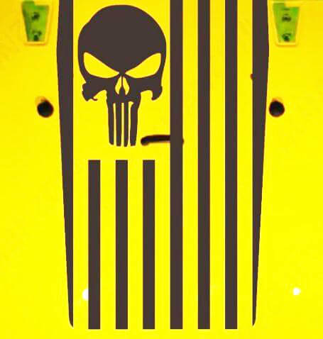 Vinilo adhesivo con capucha estilo bandera de EE. UU. con calavera Punisher para Jeep Wrangler