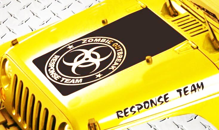 Kit de adhesivos de vinilo para capucha del equipo de respuesta a brotes zombie para Jeep Wrangler