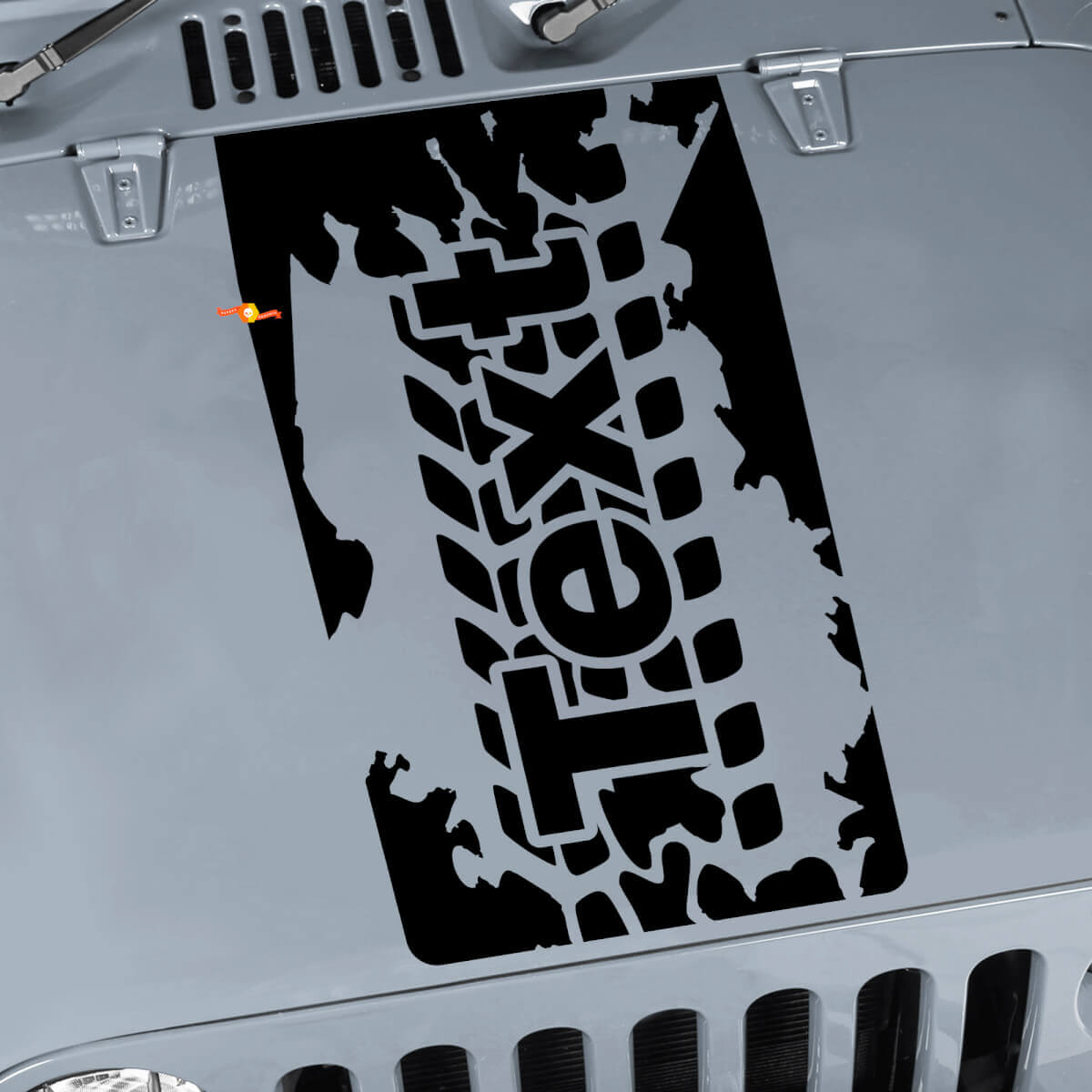 Calcomanía de vinilo personalizada con letras en la banda de rodadura para capó de Jeep Wrangler
