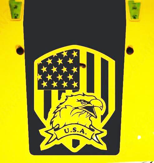 Calcomanía de vinilo para capó con águila y bandera americana en negro para Jeep Wrangler