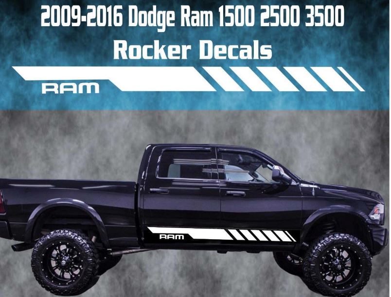 2009-2016 Dodge Ram Rocker Stripe calcomanía de vinilo Graphic Racing 1500 2500 3500 Hemi