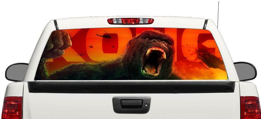 Calcomanía para ventana trasera de gorila gigante inspirada en King Kong para pickup SUV