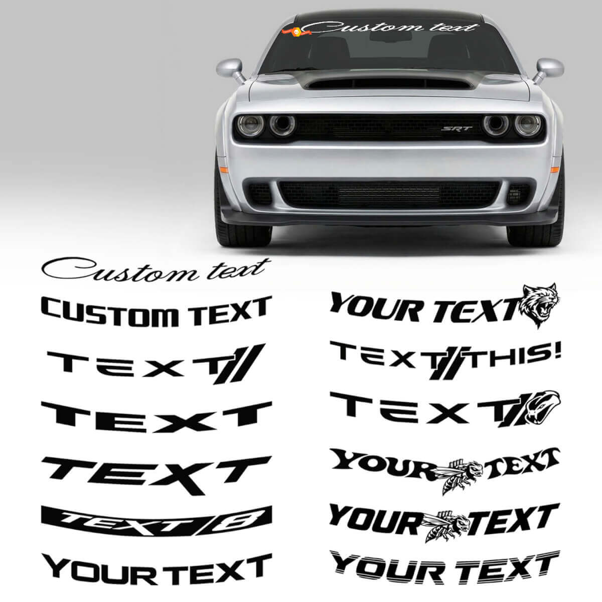 Calcomanía de Vinilo con Letras Personalizadas para Bandera Ancha de Parabrisas para Dodge Challenger