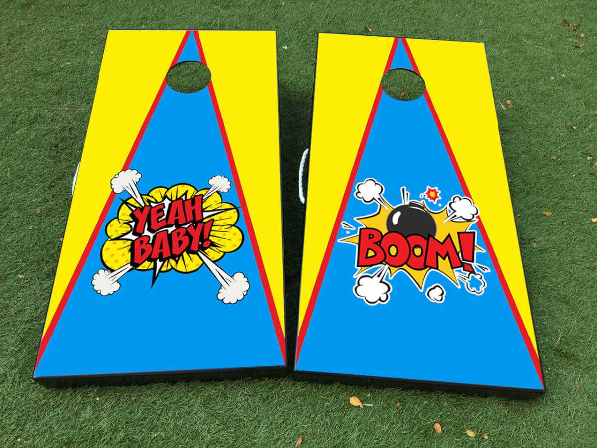 Juego de Vinilo con Adhesivo para Tablero de Cornhole Pop Art Yeah Baby Boom