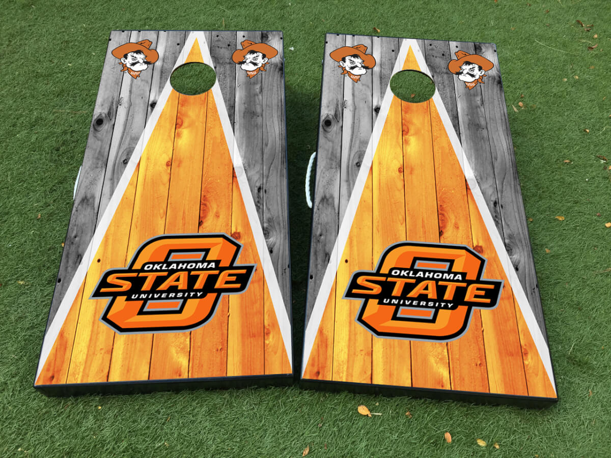 Juego de adhesivos de vinilo para tablero de cornhole de la Universidad Estatal de Oklahoma
