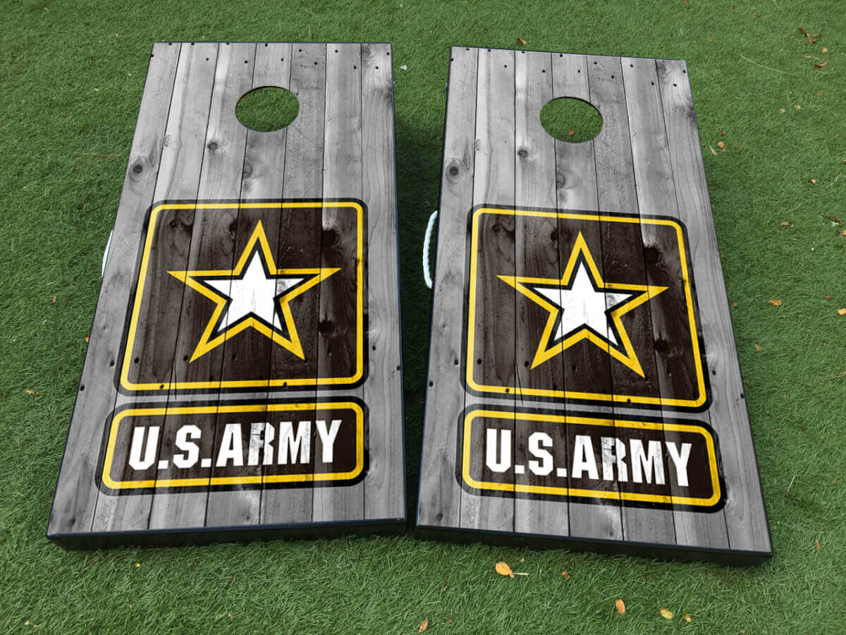 Juego de adhesivos envolventes para tablero de cornhole estilo militar del Ejército de EE.UU.