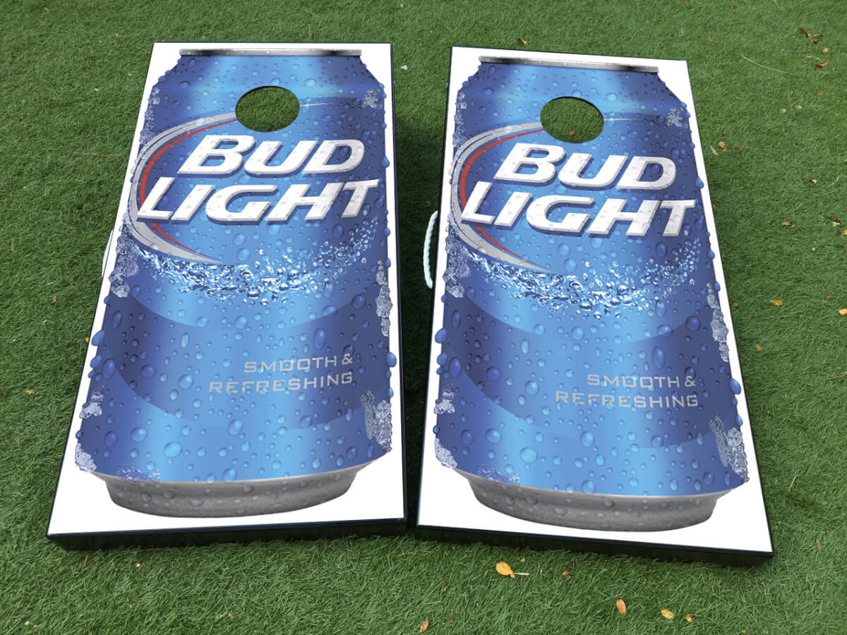 Juego de vinilo adhesivo para tabla de cornhole con diseño de lata de cerveza Bud Light