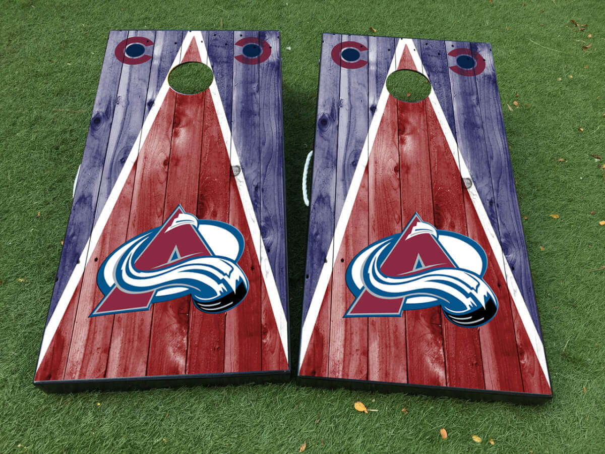 Juego de calcomanías de vinilo para tablero de cornhole estilo Colorado Avalanche