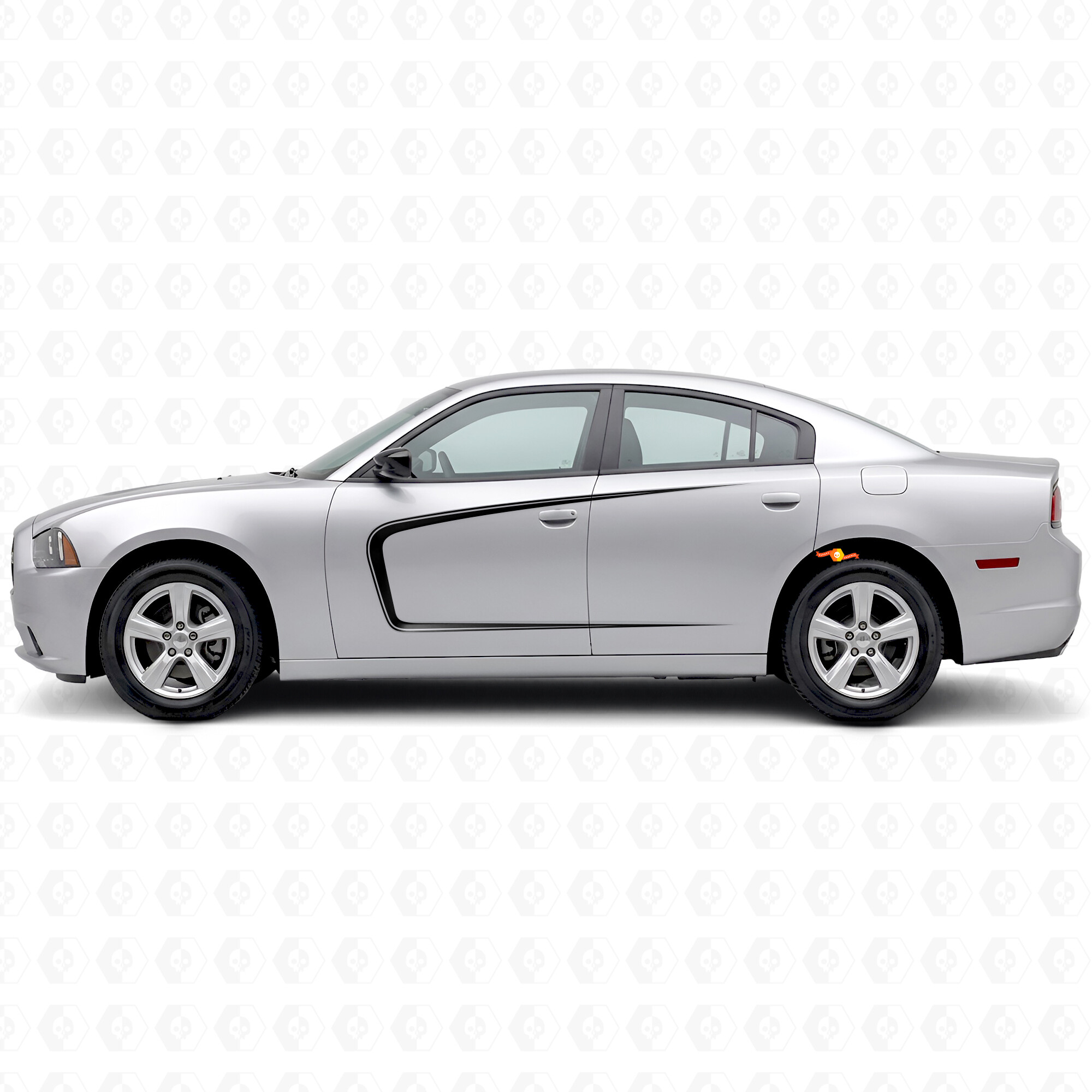 Rayas estilo C con contorno exterior Vinilo lateral adhesivo para Dodge Charger 2011-2014