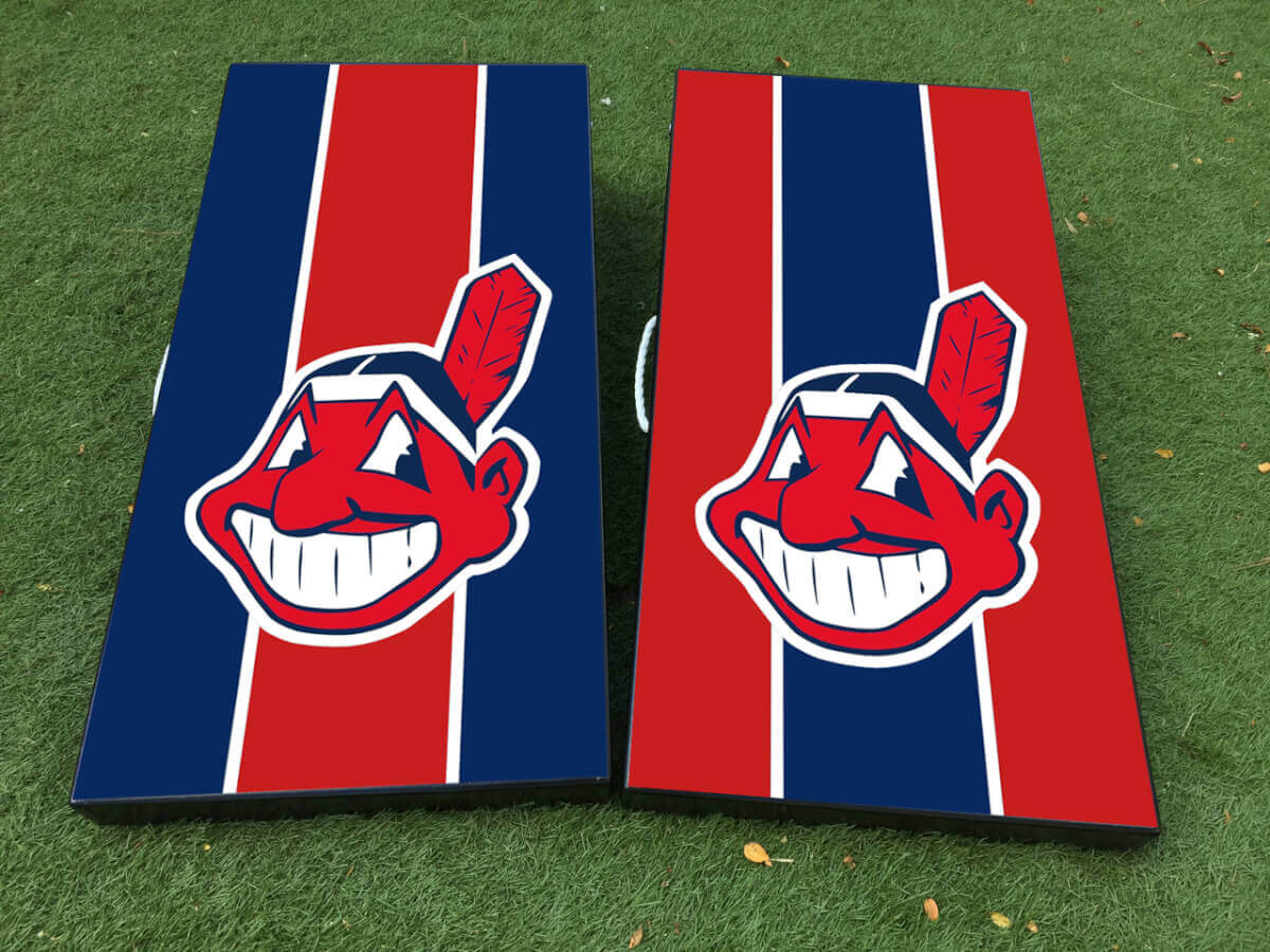 Kit de Vinilo para Envolver y Calcomanías para Tablero de Cornhole de Béisbol de los Cleveland Indians