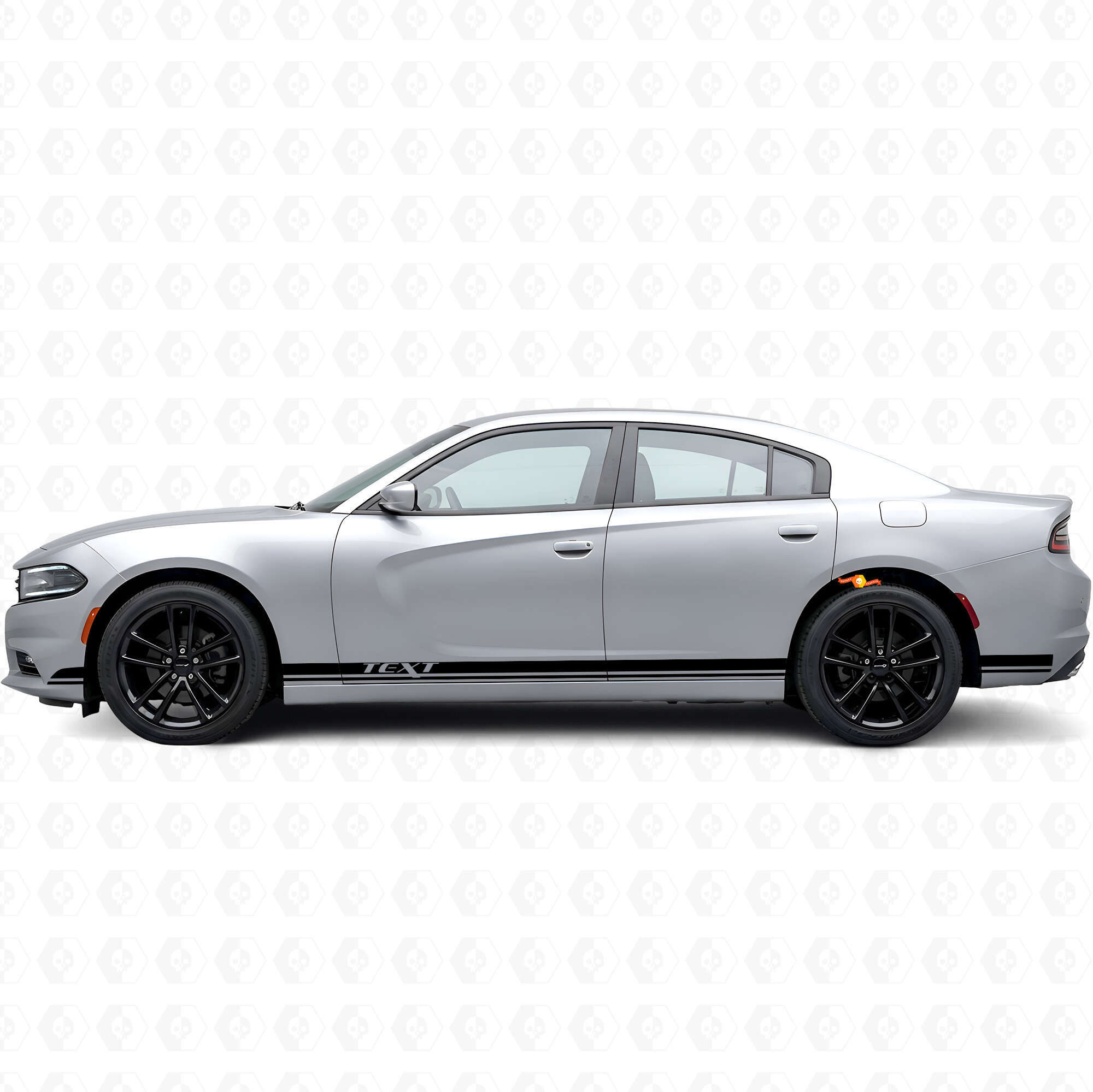 Adhesivo de vinilo lateral con franjas dobles y texto personalizado para Dodge Charger 2015-2026