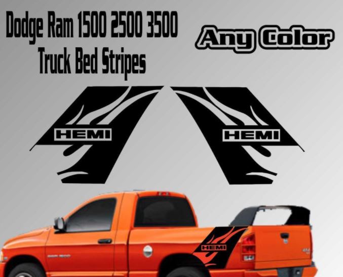 Dodge Ram vinilo adhesivo gráfico camión cama rayas Hemi llamas Daytona 1500 2500
