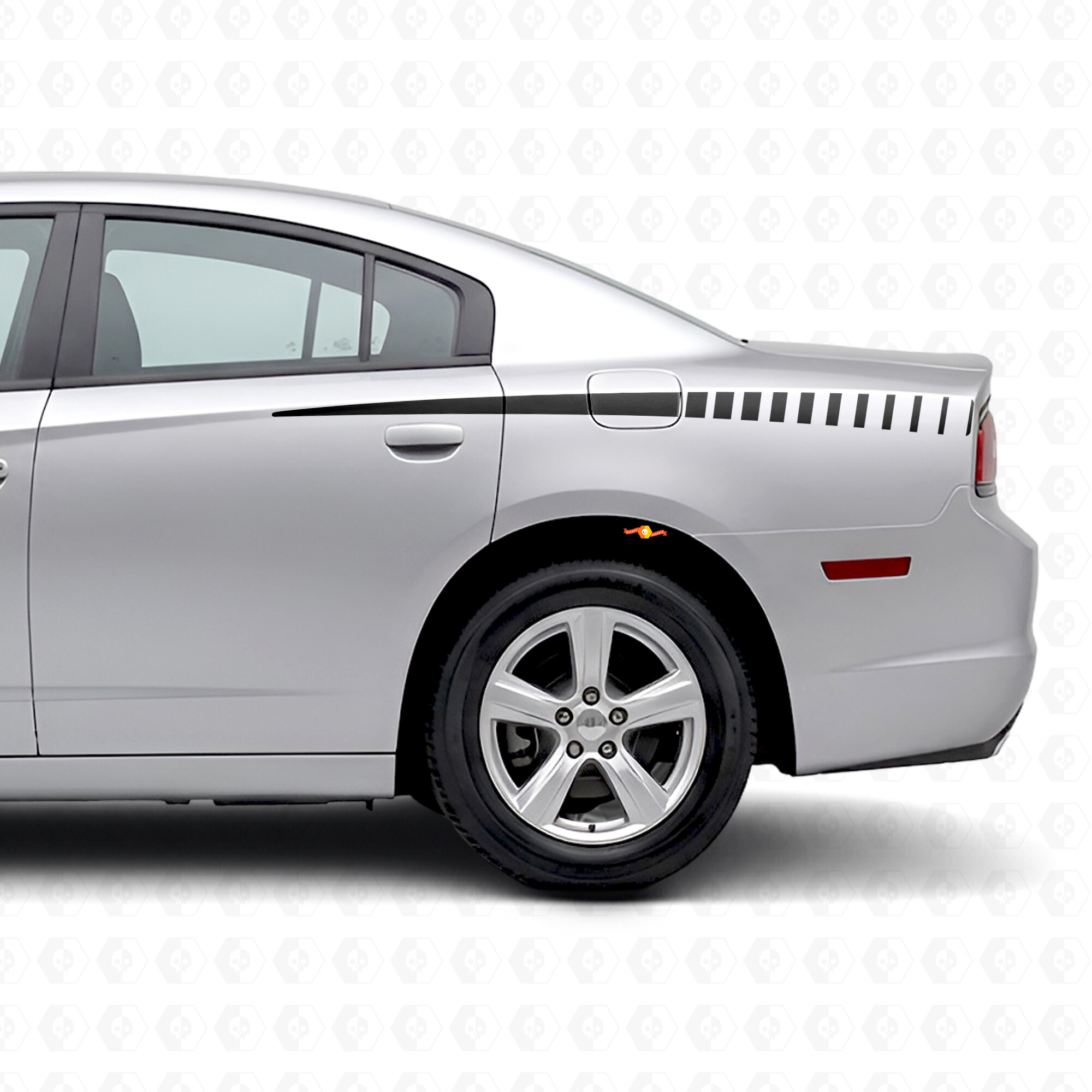 Pegatinas de vinilo laterales con franjas estroboscópicas en forma de cuña para Dodge Charger 2011-2014